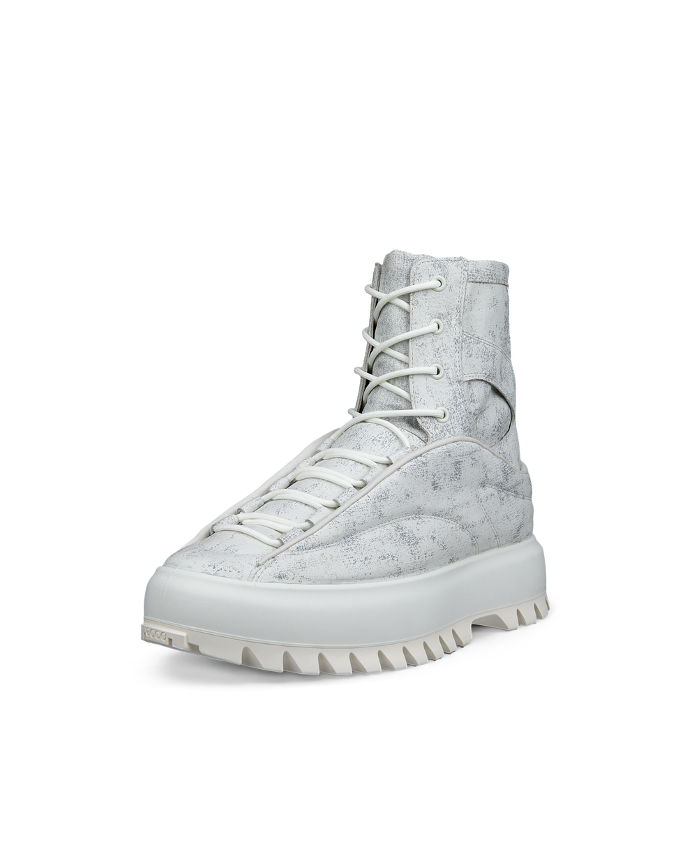 Men's ECCO® Street Ace RAL7000 Leather High-Top Sneaker - White - Main