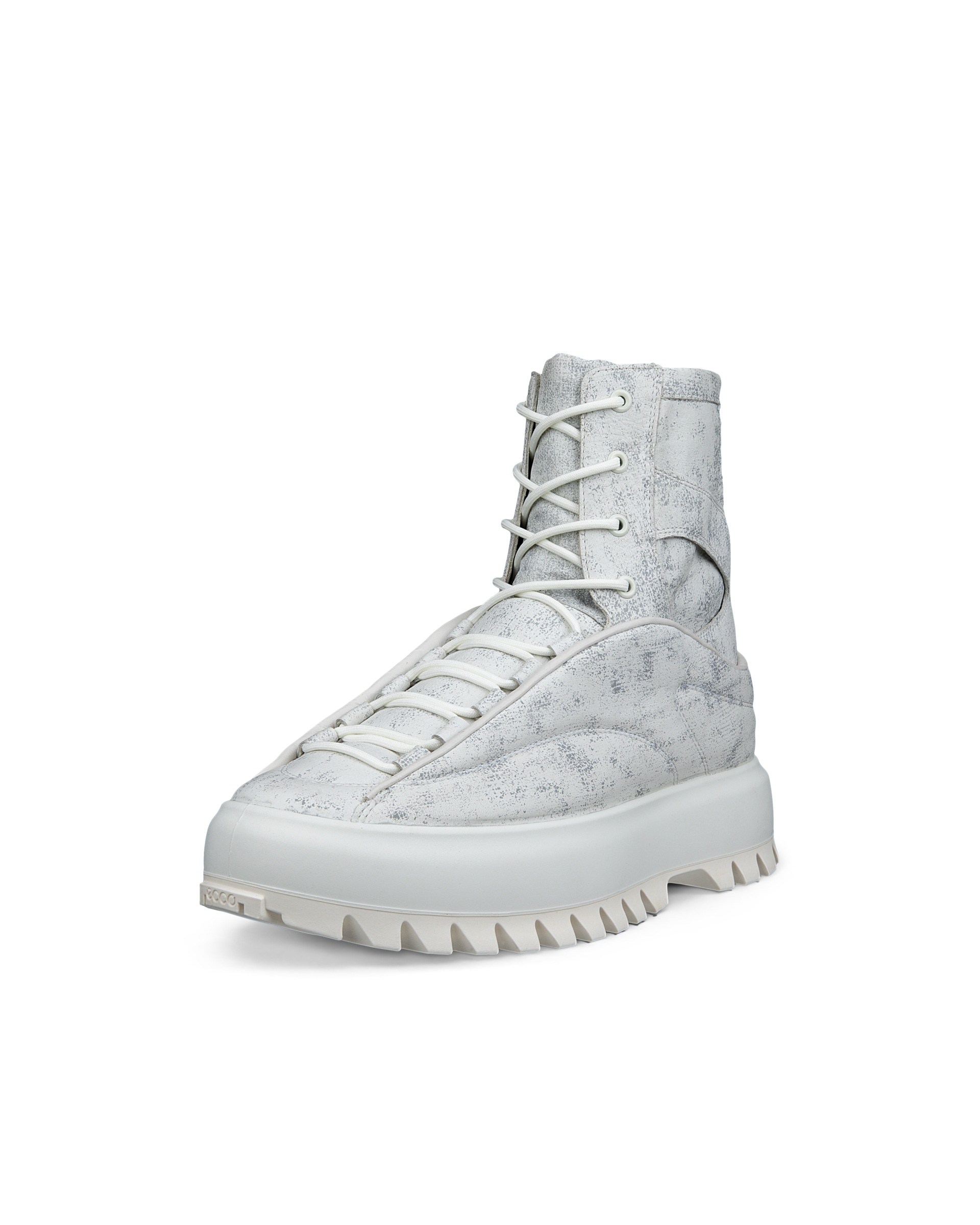 Men's ECCO® Street Ace RAL7000 Leather High-Top Sneaker - White - Main