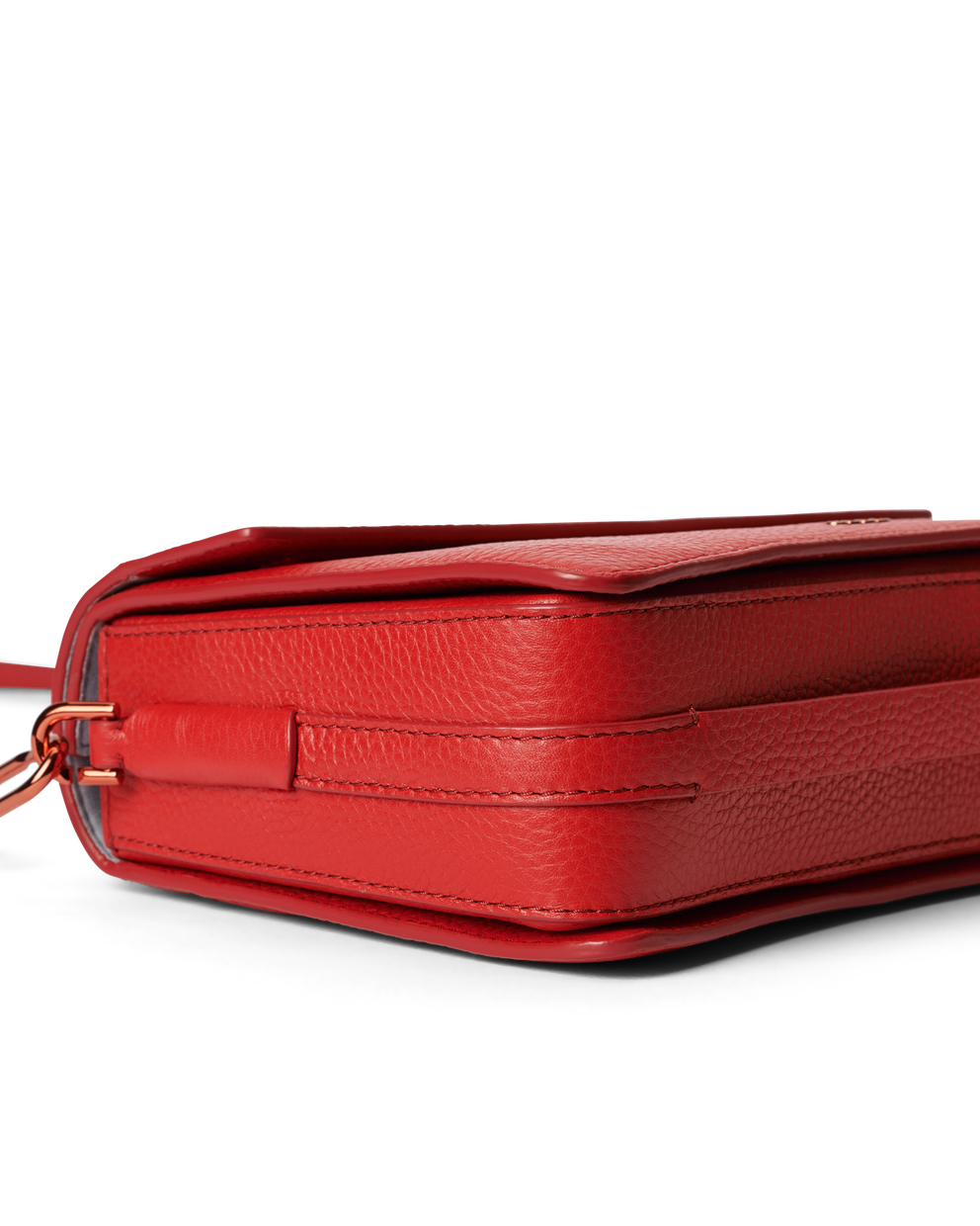 ECCO® Pinch Large Pebbled Leather Crossbody Bag - Red - Detail-2