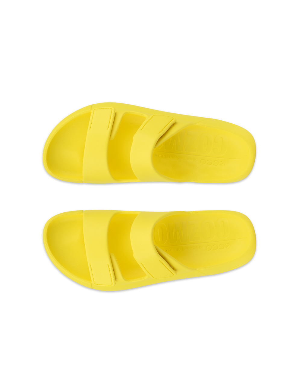 Unisex ECCO® Cozmo E Two Strap Sandal - Yellow - Top left pair