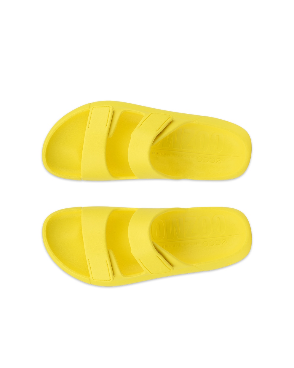 Unisex ECCO® Cozmo E Two Strap Sandal - Yellow - Top left pair