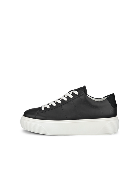 Women's ECCO® Street Platform Leather Sneaker - Black - Outside