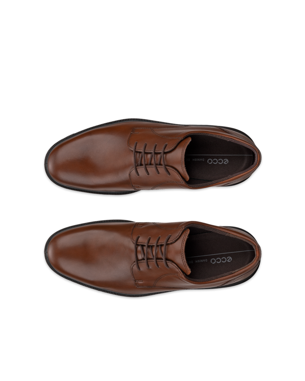 Men's ECCO® Maitland Leather Derby Shoe - Brown - Top left pair