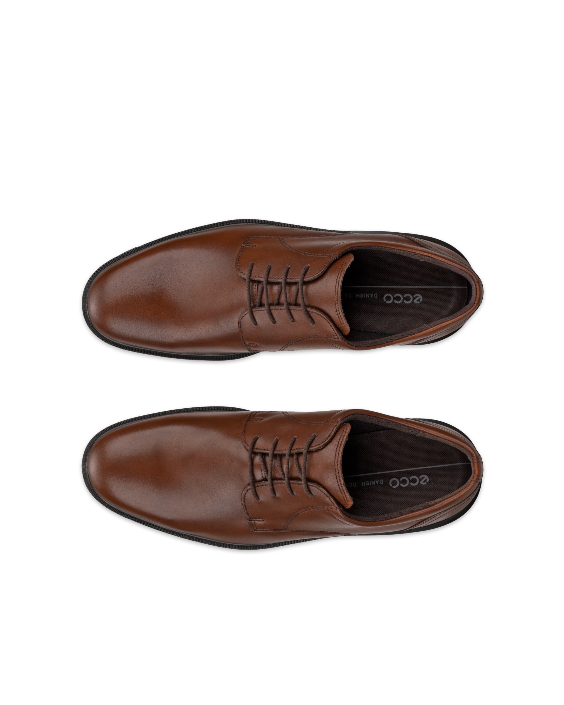 Men's ECCO® Maitland Leather Derby Shoe - Brown - Top left pair