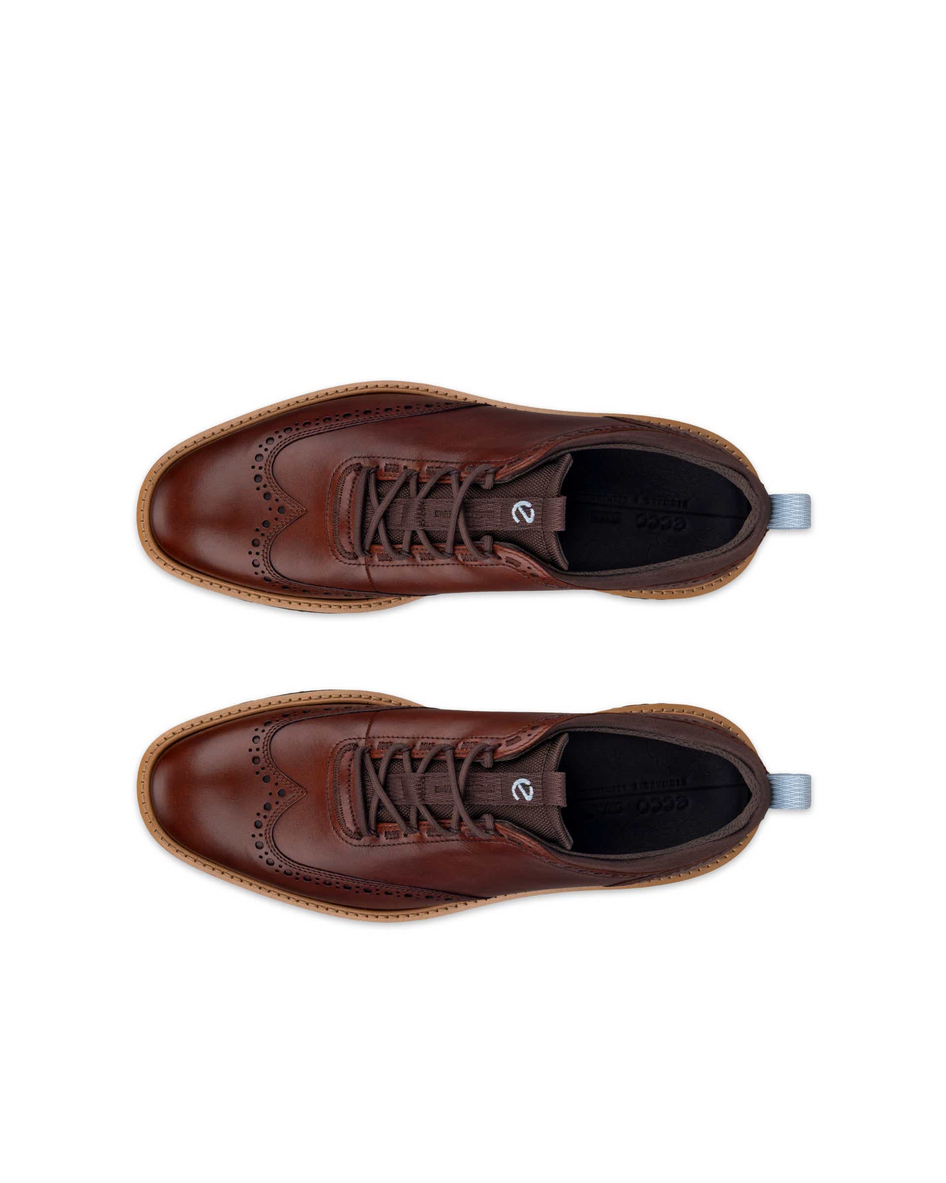 ECCO Men's ST.1 Hybrid Wingtip Shoes - Brown - Top left pair
