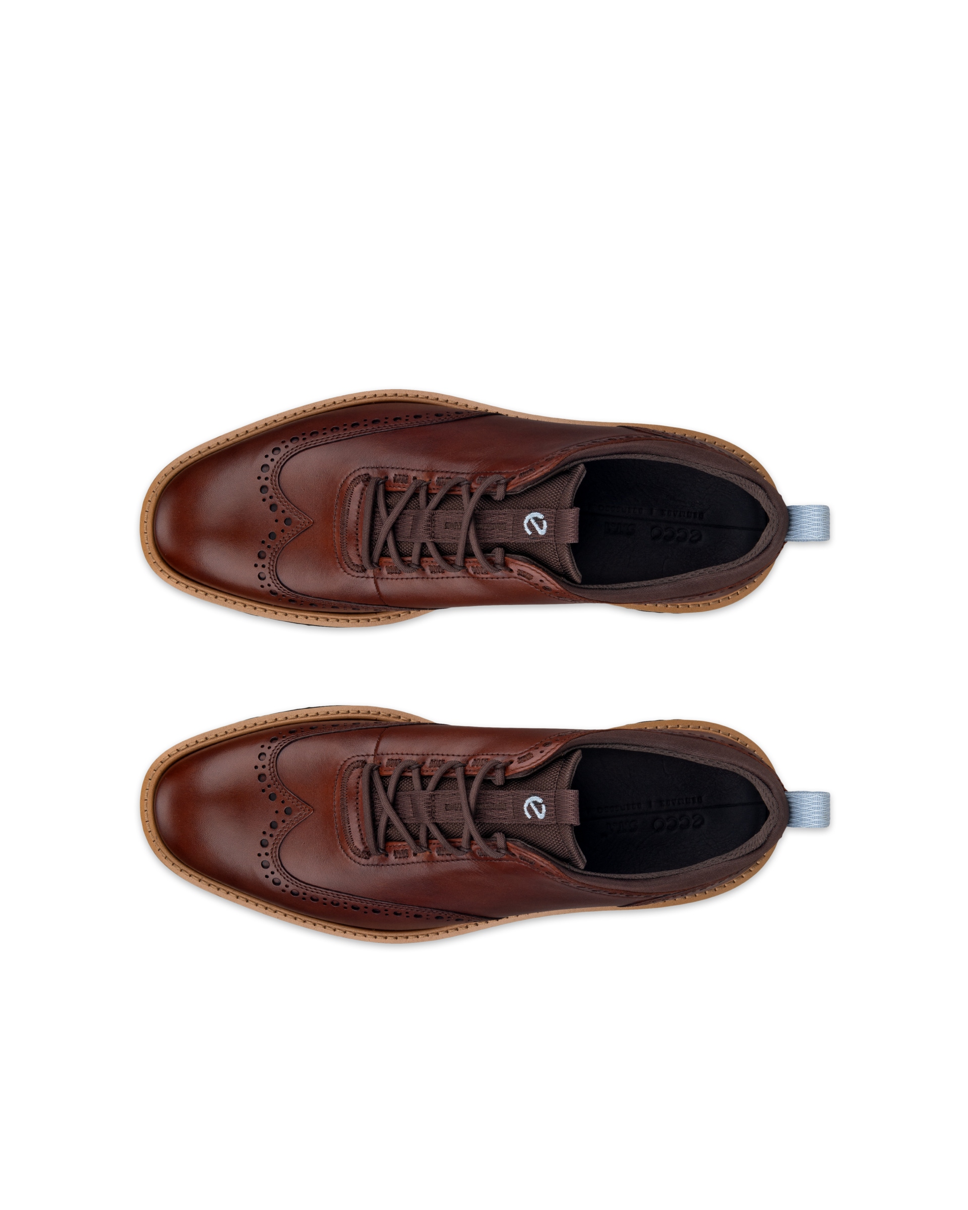 ECCO Men's ST.1 Hybrid Wingtip Shoes - Brown - Top left pair