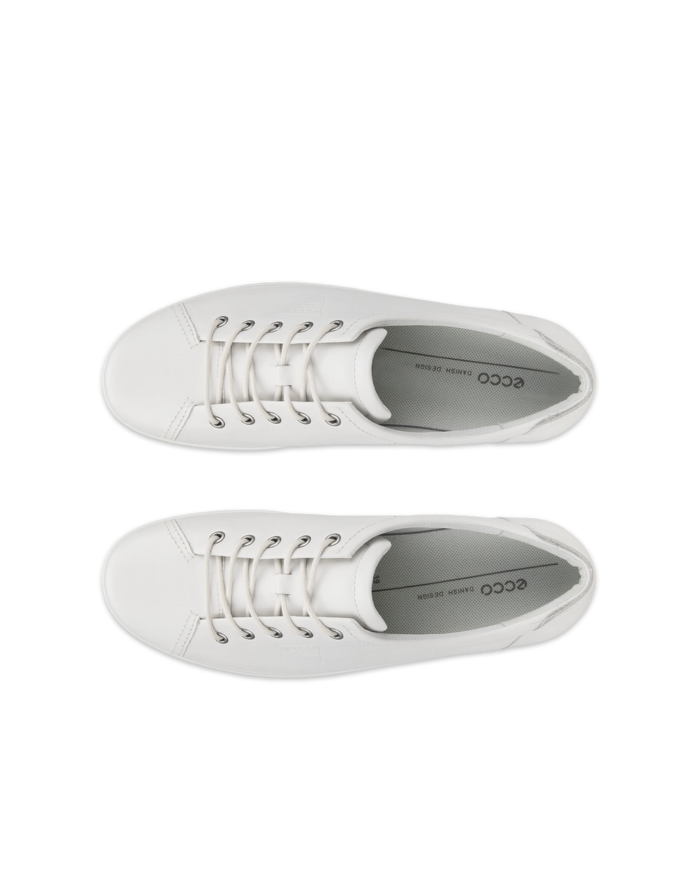 Women's ECCO® Soft 2.0 Leather Walking Shoe - White - Top left pair