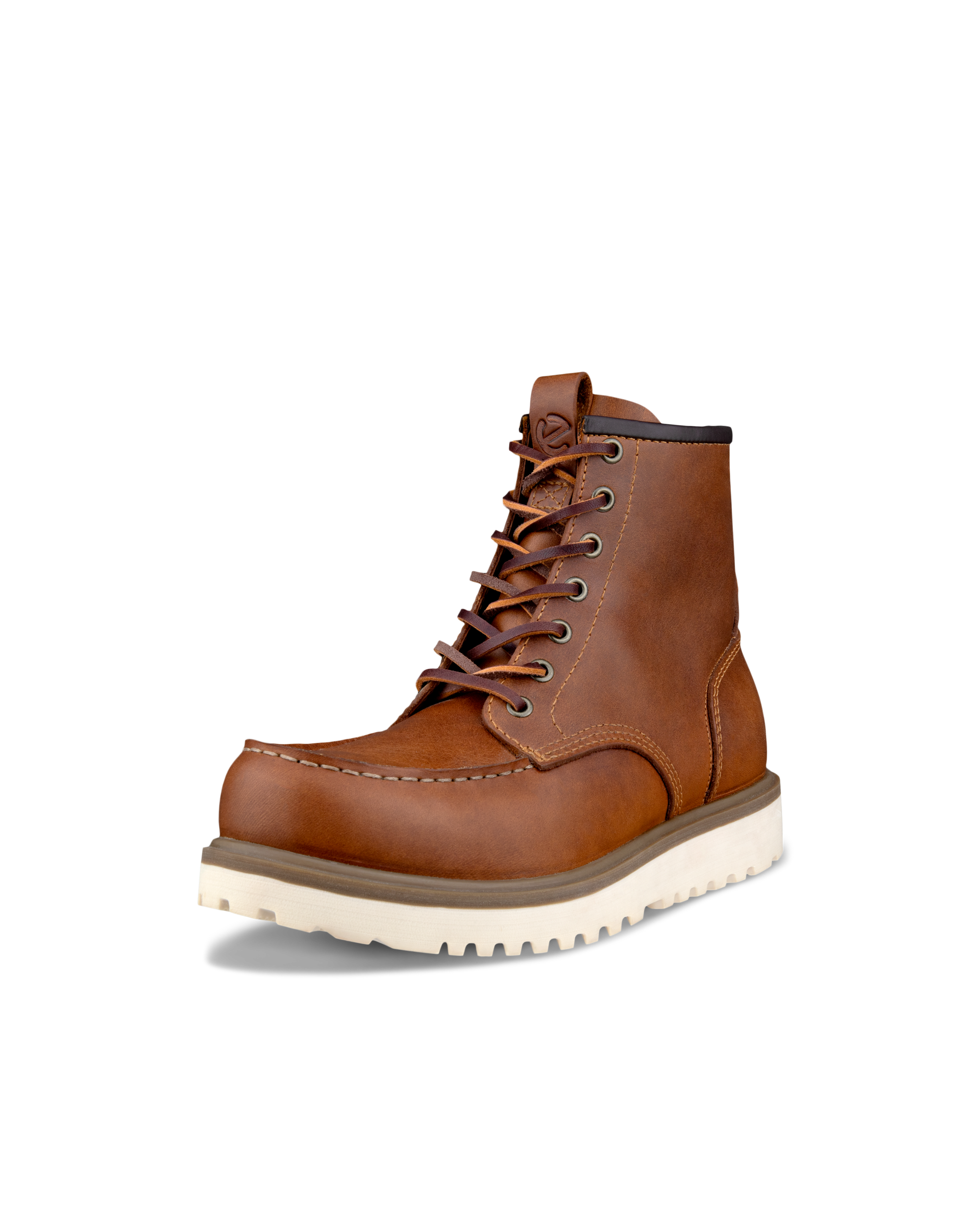 Men's ECCO® Staker Leather Moc-Toe Boot - Brown - Main