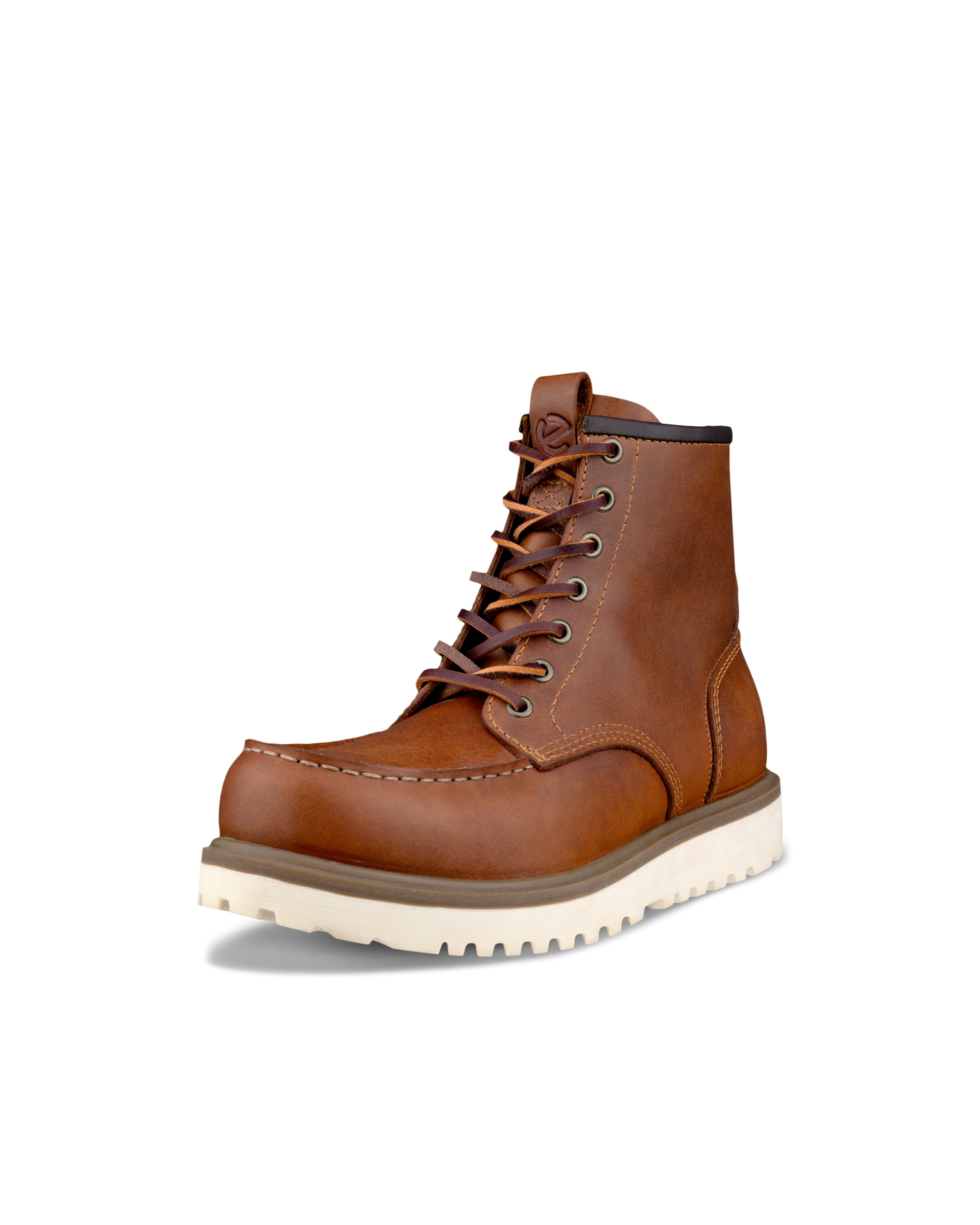 Men's ECCO® Staker Leather Moc-Toe Boot - Brown - Main