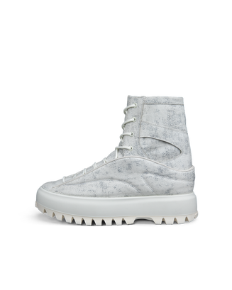 Men's ECCO® Street Ace RAL7000 Leather High-Top Sneaker - White - Outside