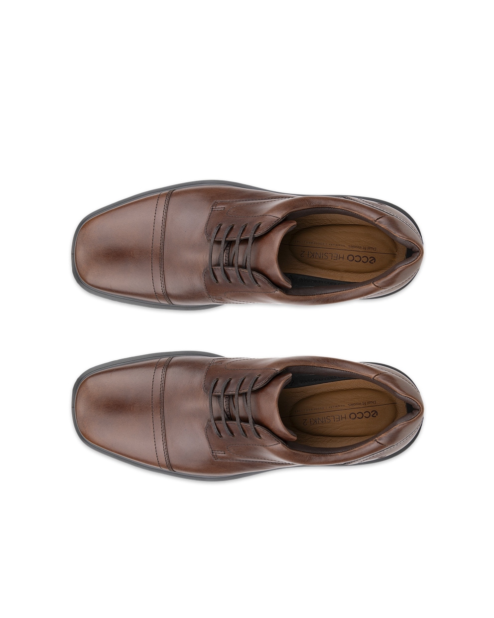 Men's ECCO® Helsinki 2 Leather Derby Shoe - Brown - Top left pair