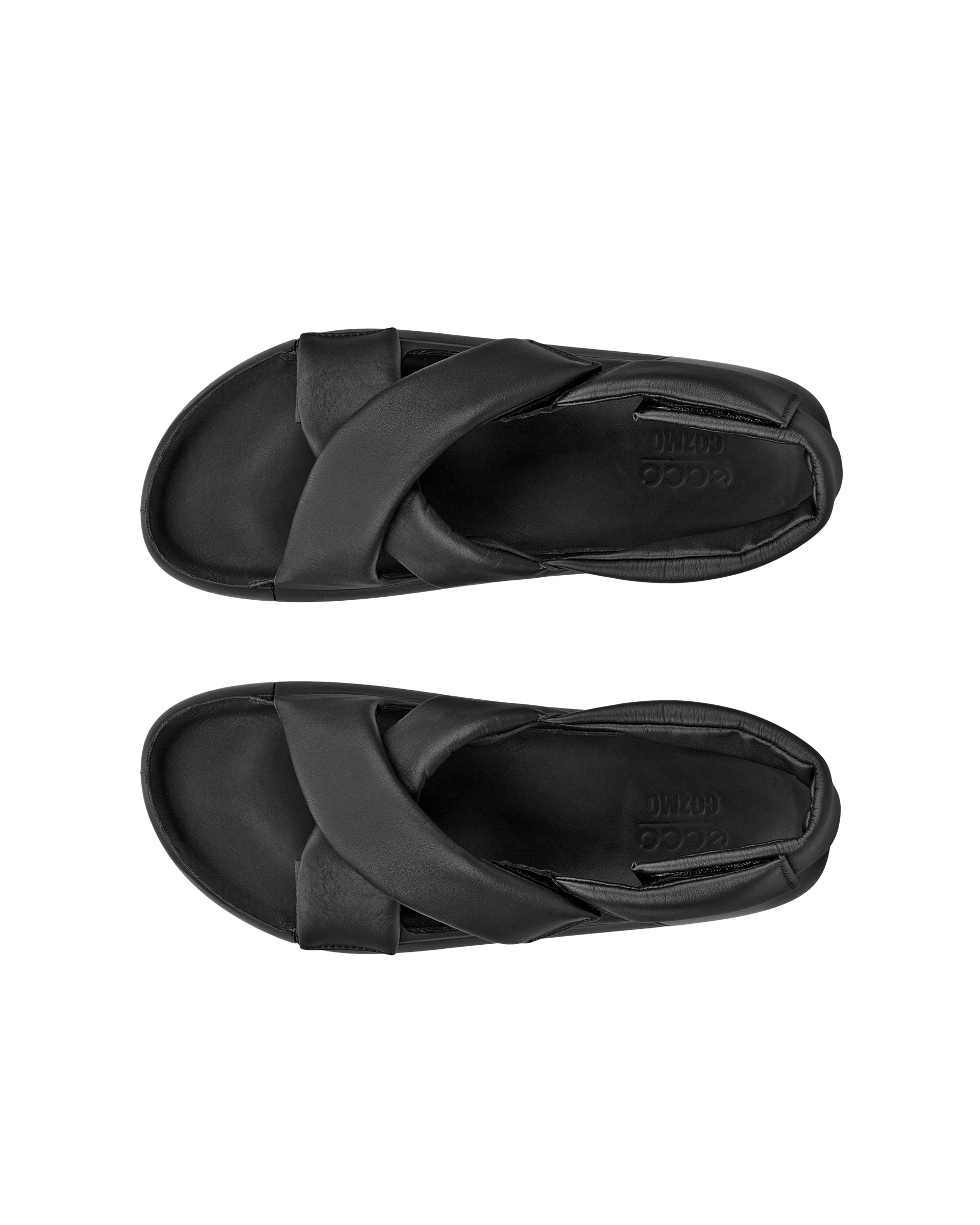 Women's ECCO® Cozmo PF Leather Sandal - Black - Top left pair