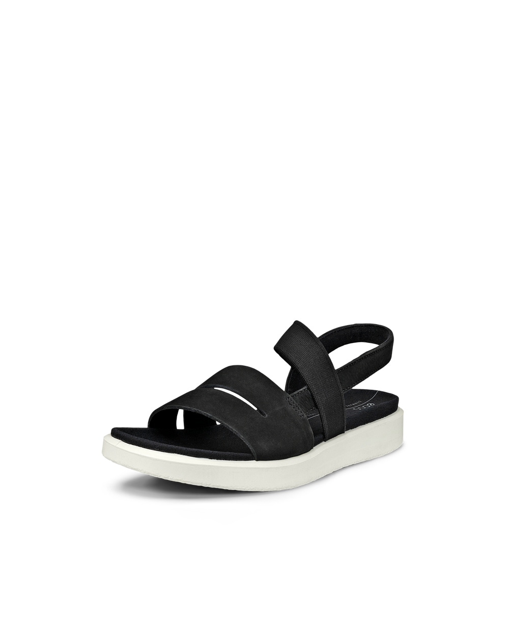 Women's ECCO® Yuma Nubuck Flat Sandal - Black - Main