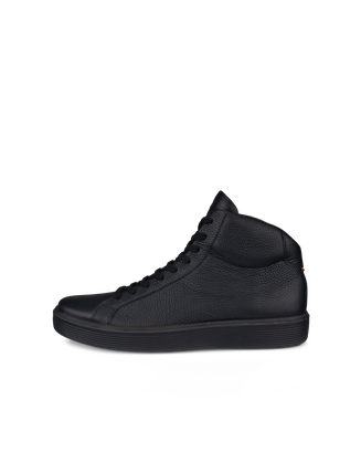 Men's ECCO® Soft 60 Leather High-Top Sneaker - Black - Outside