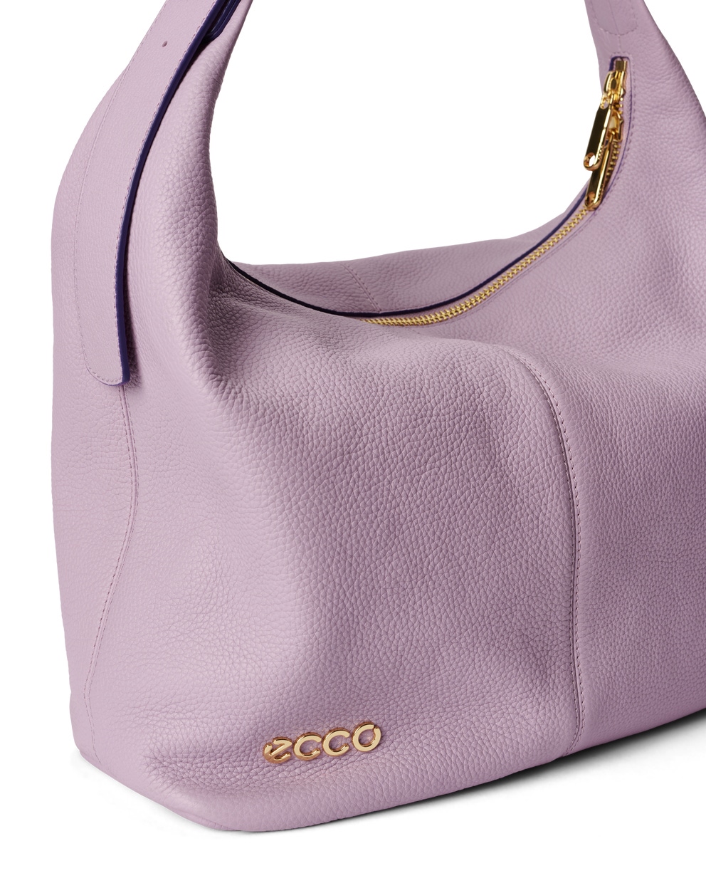 ECCO® Soft Medium Pebbled Leather Hobo Bag - Purple - Detail-1