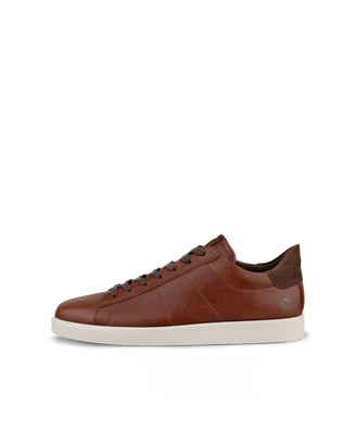 Men's ECCO® Street Lite Leather Sneaker - Brown - Outside