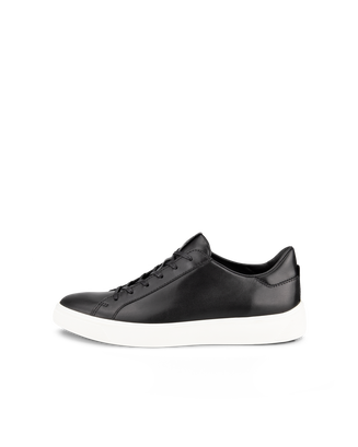 Men's ECCO® Street Tray Leather Sneaker - Black - Outside