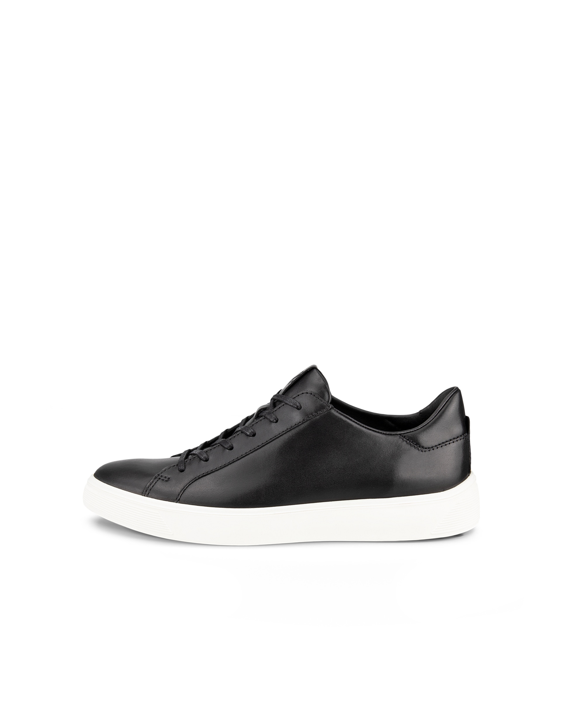 Men's ECCO® Street Tray Leather Sneaker - Black - Outside