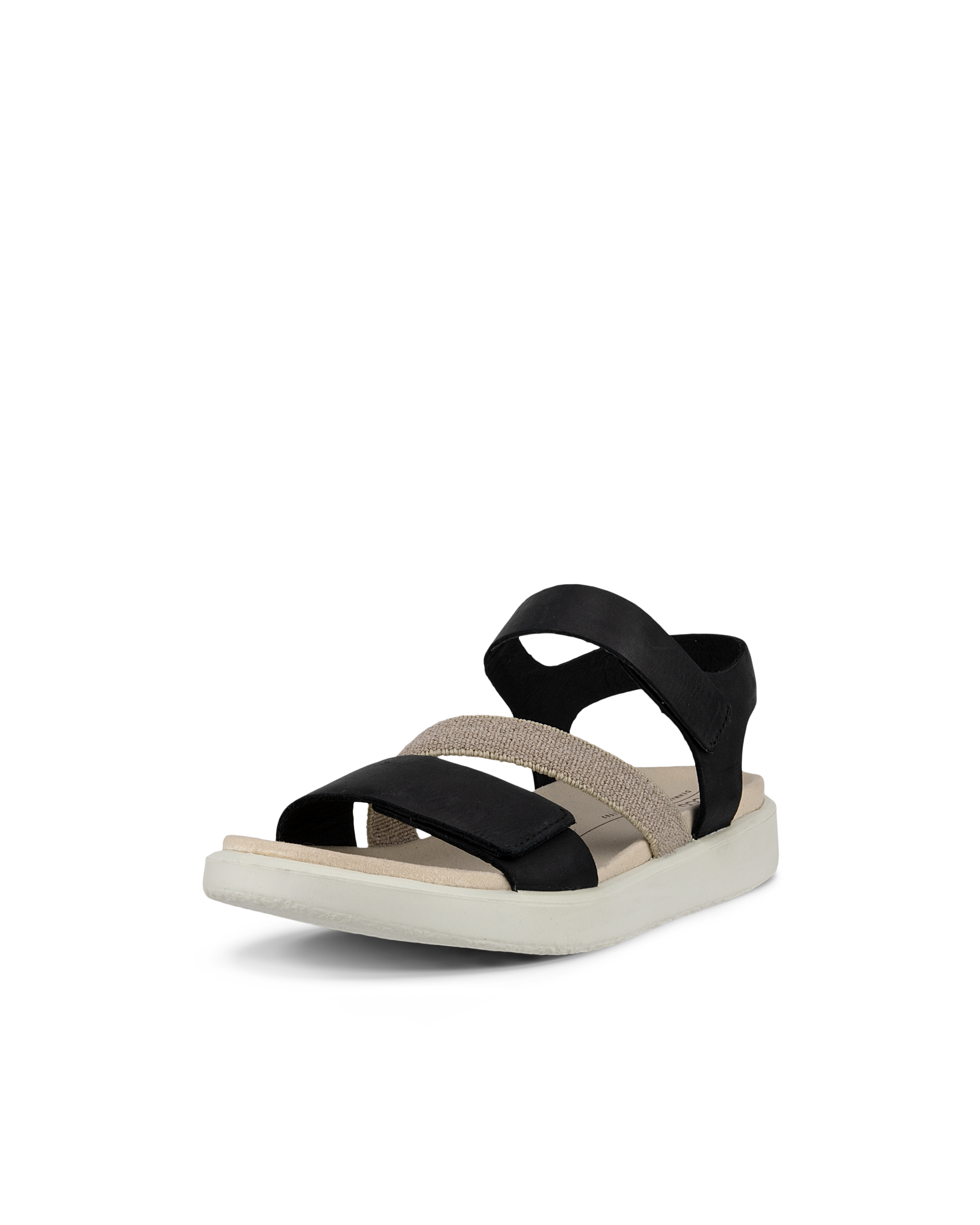 Women's ECCO® Flowt Nubuck Flat Sandal - Black - Main