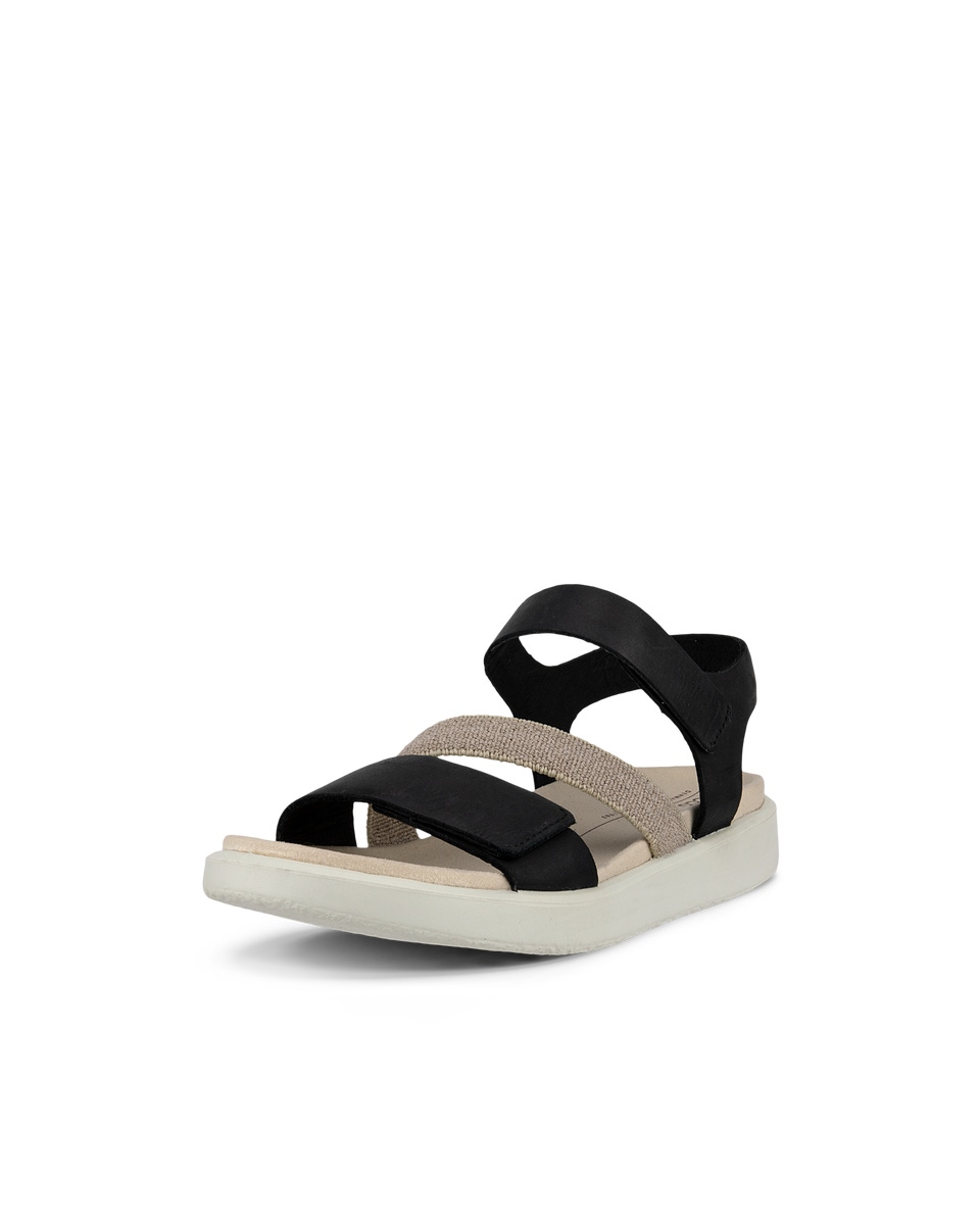 Women s ECCO Flowt Nubuck Flat Sandal Black