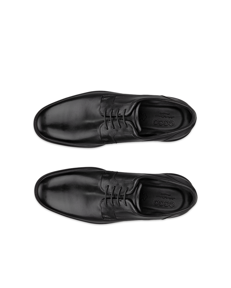 ECCO Men's Lisbon Plain Toe Derby Shoes - Black - Top left pair