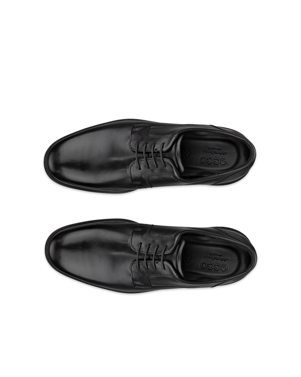 Men's ECCO® Lisbon Leather Derby Shoe - Black - Top left pair