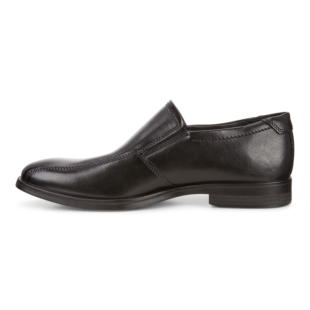 Men's ECCO® Melbourne Leather Slip-On Dress Shoe - Black - Inside