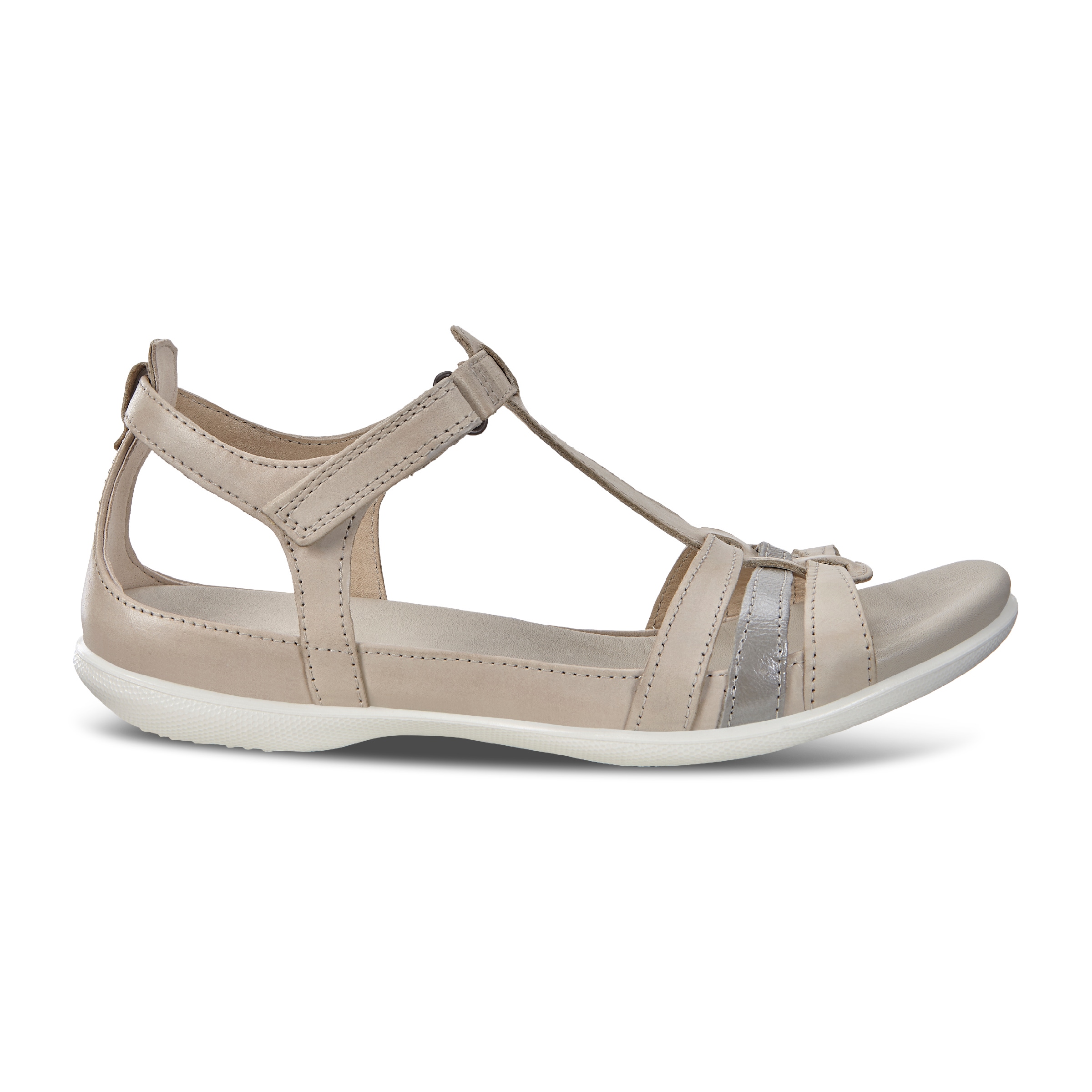 ECCO Flash T-strap Sandals - Grey - Outside