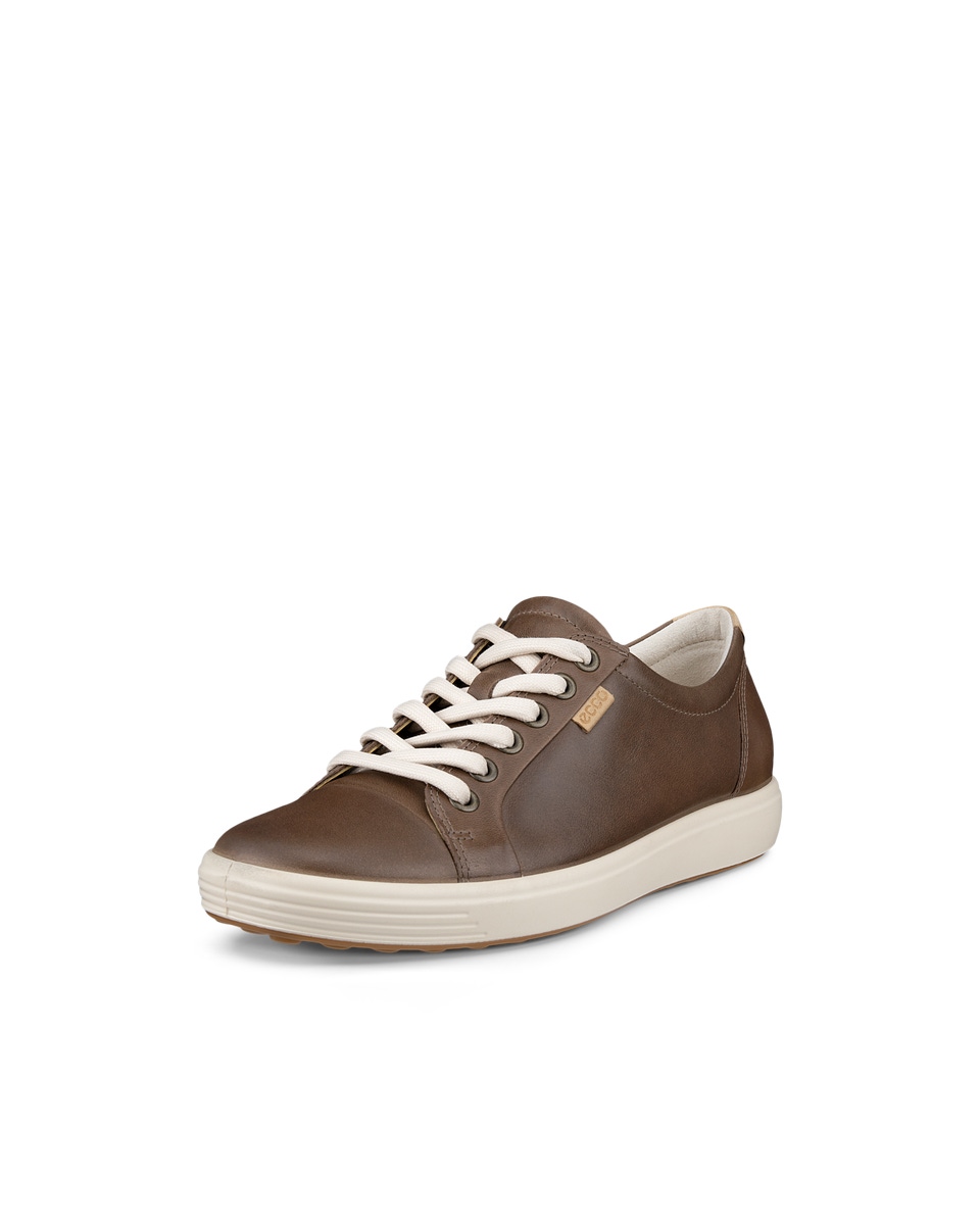 Women s ECCO Soft 7 Leather Sneaker Brown