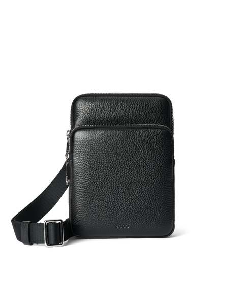ECCO® Flat Pouch Leather Crossbody Bag - Black - Main