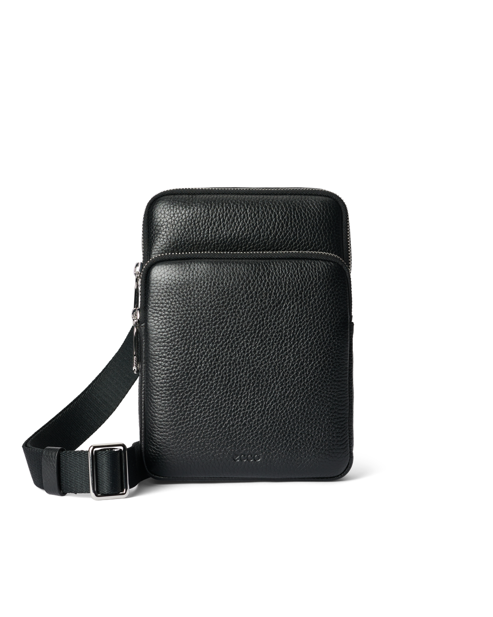 ECCO® Flat Pouch Pebbled Leather Crossbody Bag - Black - Main