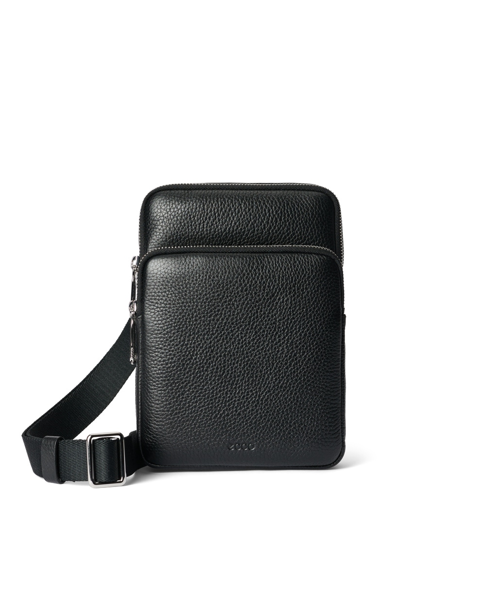 ECCO® Flat Pouch Leather Crossbody Bag - Black - Main