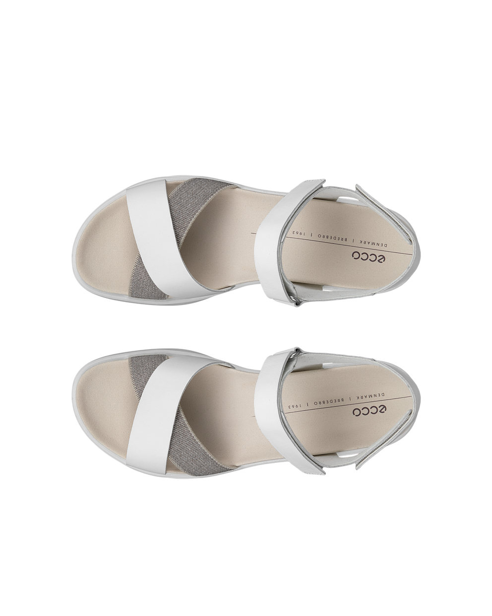 ECCO® Flowt LX sandale compensée cuir pour femme - Blanc - Top left pair