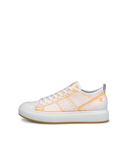 Women's ECCO® Street Ace Leather Sneaker - Orange - Outside