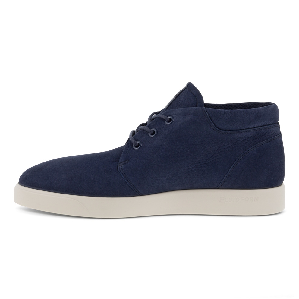 Men's ECCO® Street Lite Nubuck Chukka Sneaker - Blue - Inside