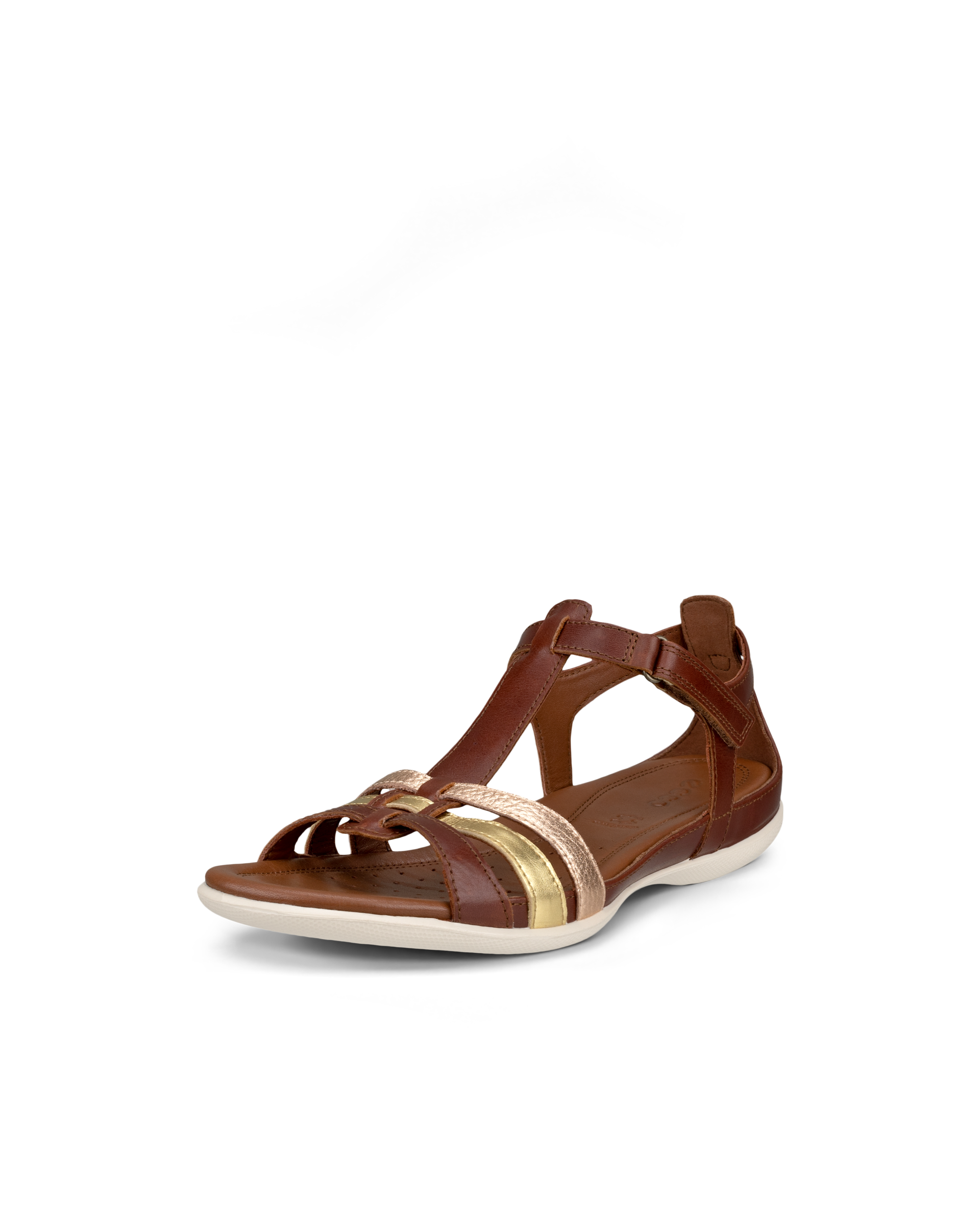 Women's ECCO® Flash Leather T-Bar Sandal - Brown - Main