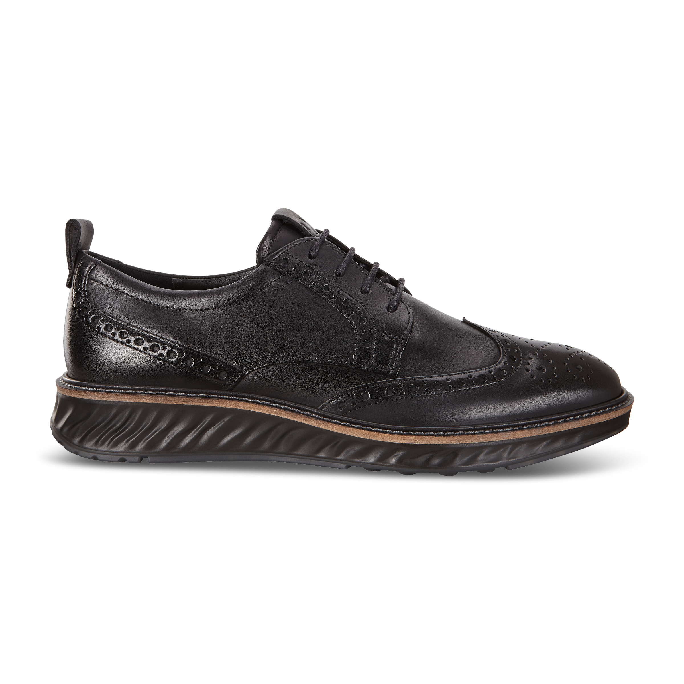 Men's ECCO® ST.1 Hybrid Leather Brogue Shoe | Black