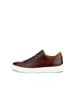 Men's ECCO® Street Tray Leather Sneaker - Brown - Outside