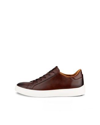 Men's ECCO® Street Tray Leather Sneaker - Brown - Outside