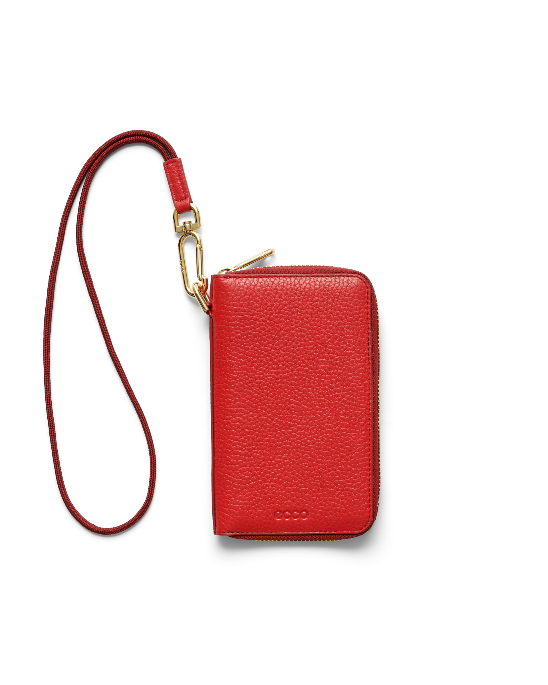 ECCO® Zip Around Pebbled pochette portefeuille en cuir - Rouge - Main