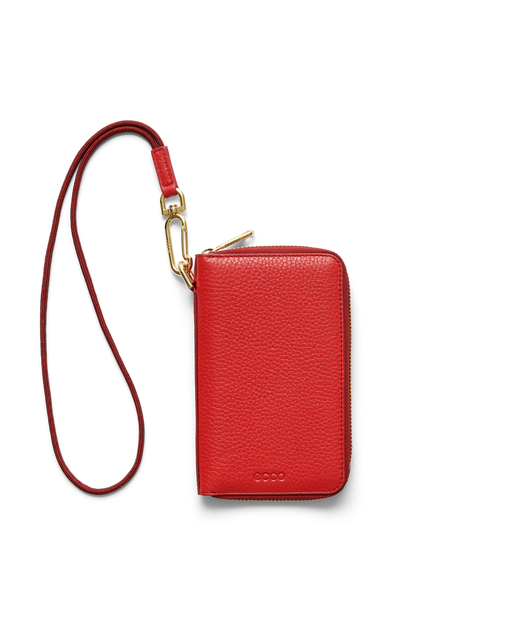 ECCO® Zip Around Pebbled Leather Pouch Wallet - Red - Main