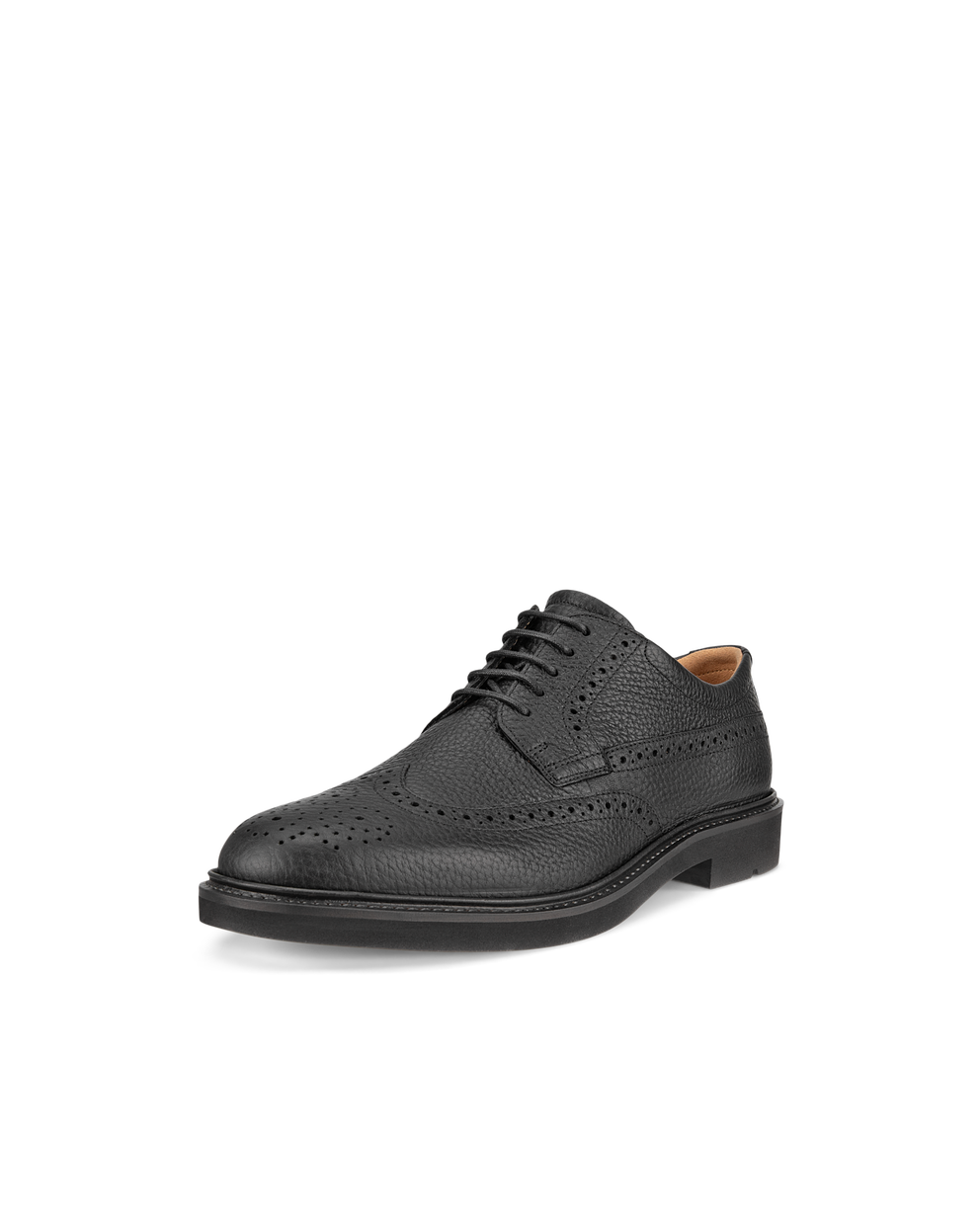 Men's ECCO® Metropole London Leather Brogue Shoe - Black - Main