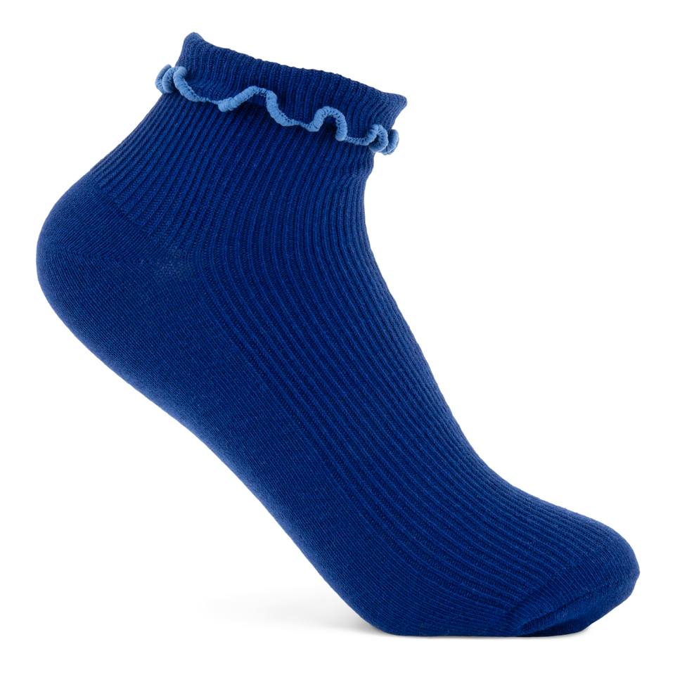 ECCO Women's Ruffled Ankle Socks - Blue - Detail-1