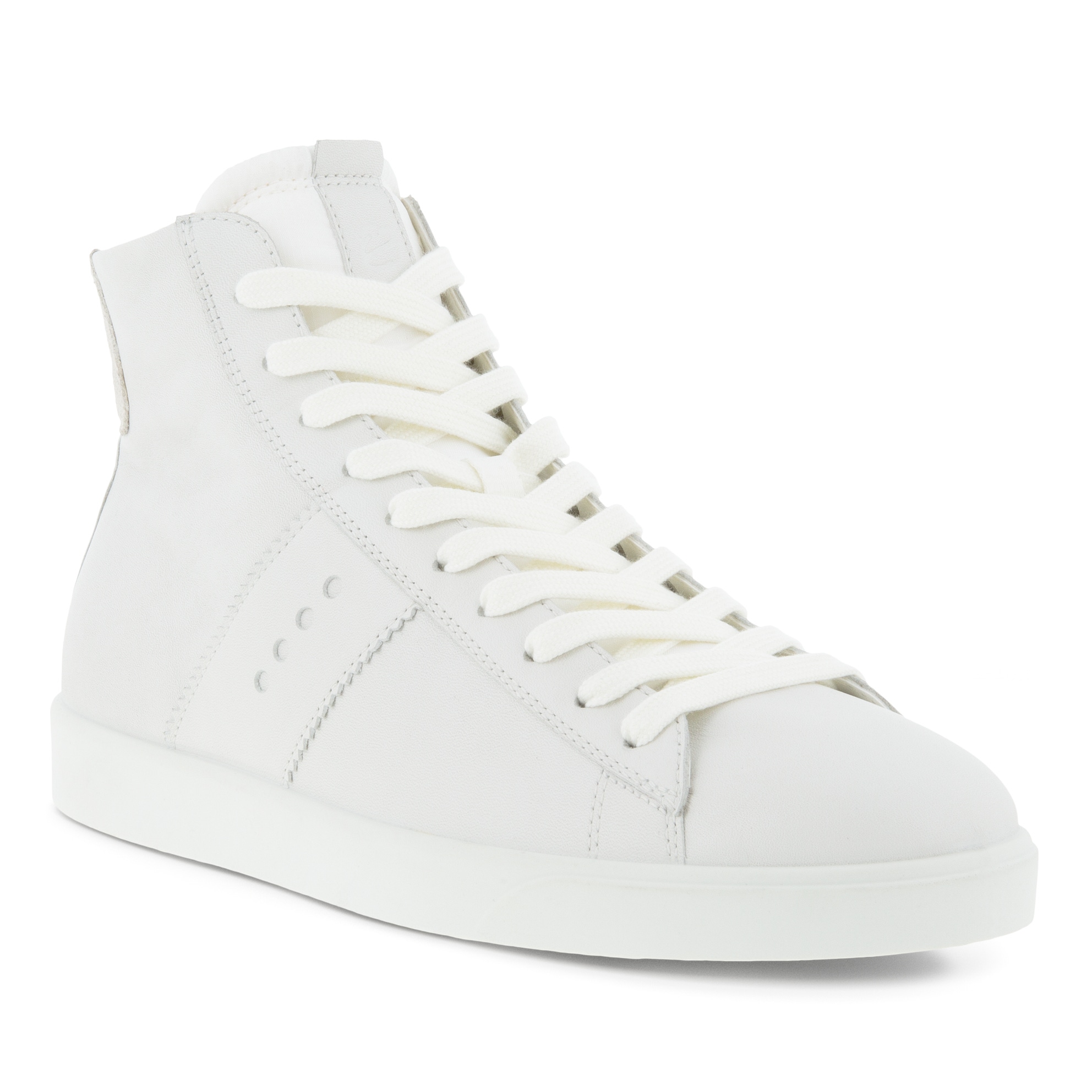 Women's ECCO® Street Lite Leather High-Top Sneaker - White - Main