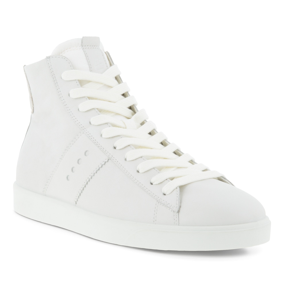 Women's ECCO® Street Lite Leather High-Top Sneaker - White - Main