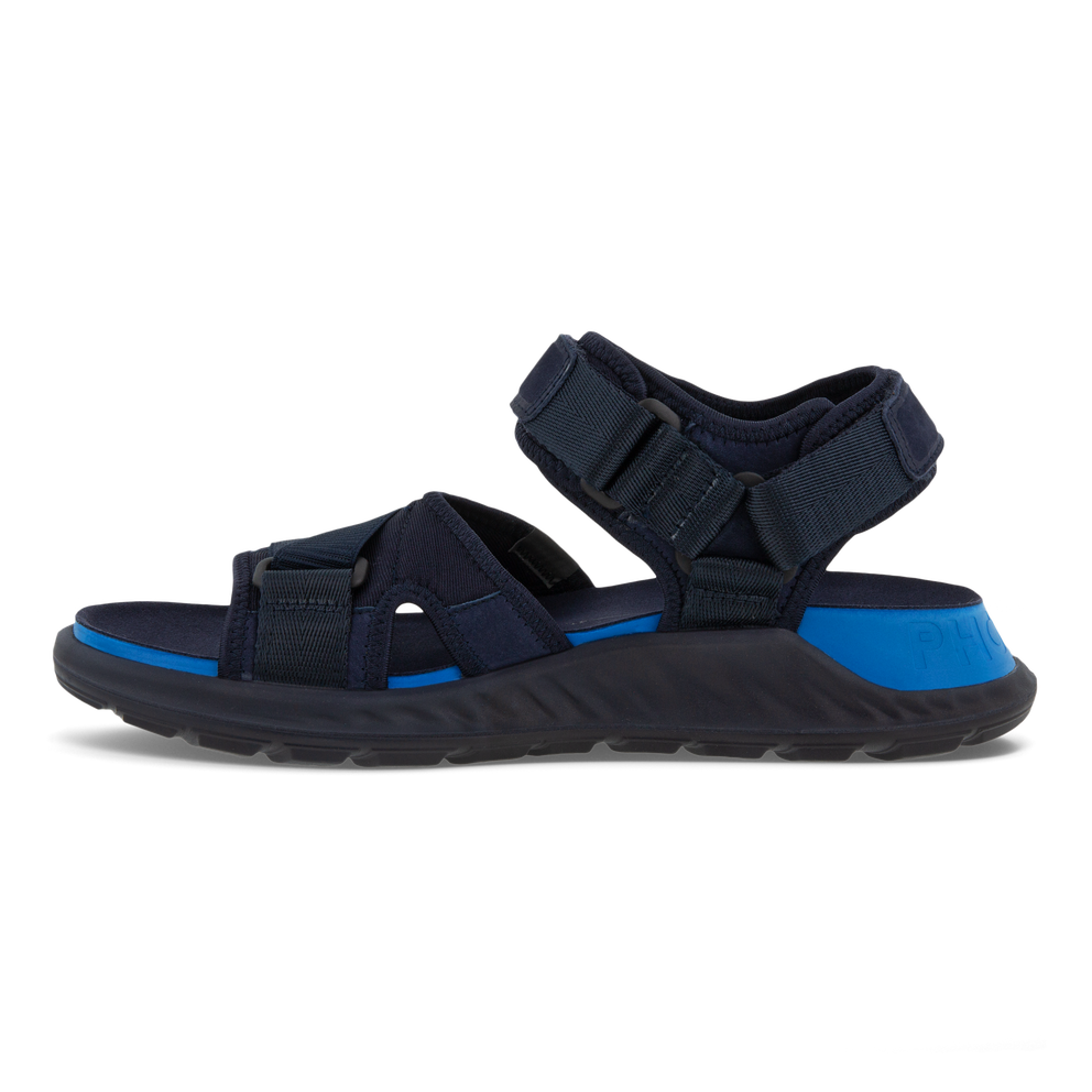 Men's ECCO® Exowrap Leather Sandal - Blue - Inside