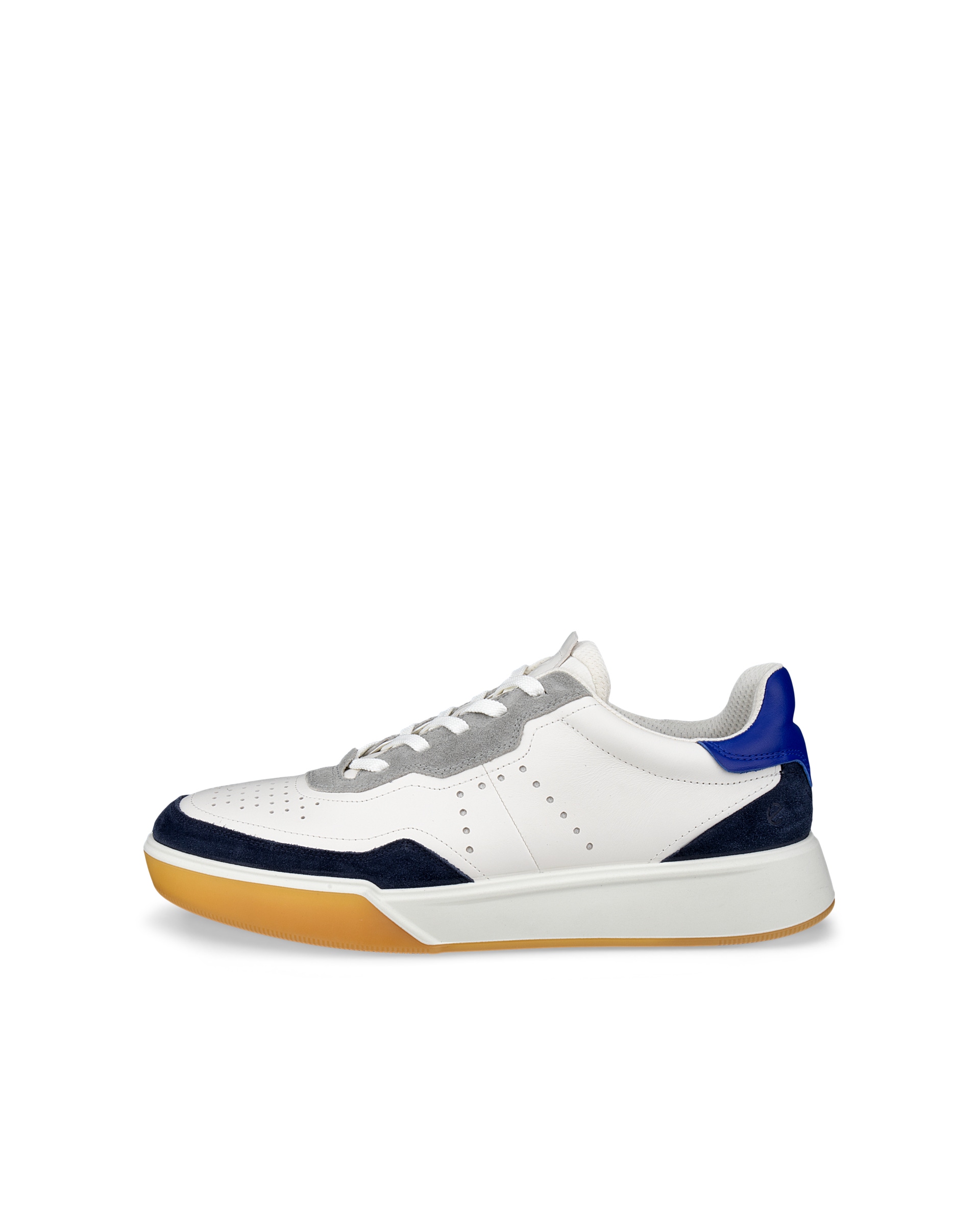 Men's ECCO® Street Court Leather Sneaker - White - Outside