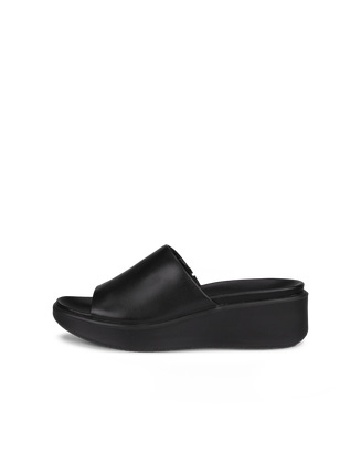 Women's ECCO® Flowt Wedge LX Leather Slide - Black - Outside