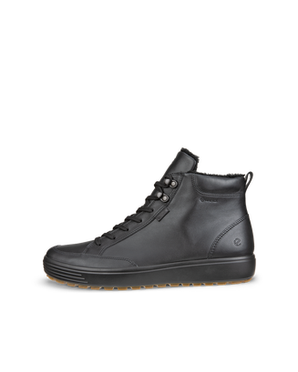 Men's ECCO® Soft 7 Tred Leather Gore-Tex Mid-Cut Boot - Black - Outside