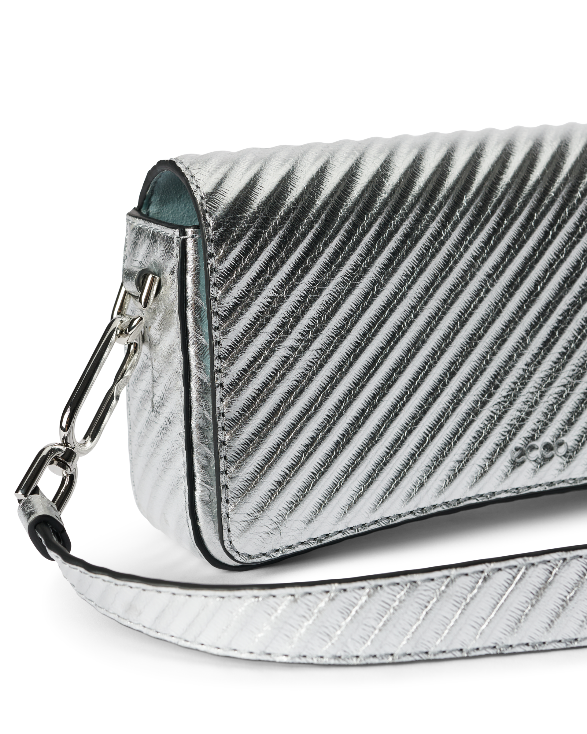 ECCO® Pinch Metallic Leather Shoulder Bag - Silver - Detail-1